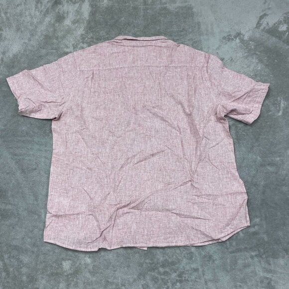 Weatherproof Vintage Mens XXL Pink Washable Linen Short Sleeve Shirt a0405 - Picture 9 of 10